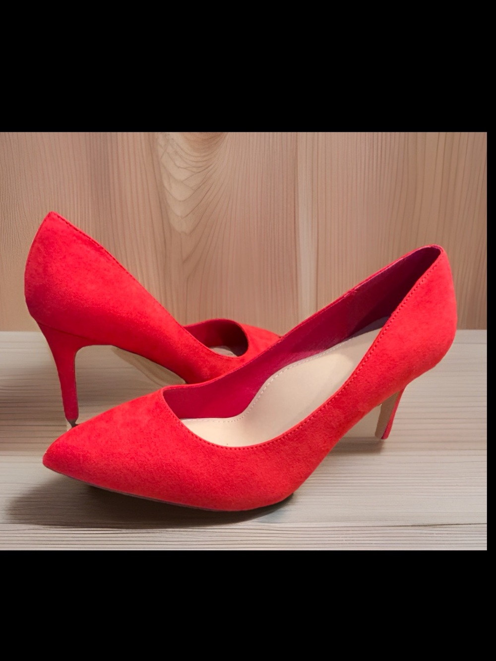 Just Fab Classic Pointed Closed Toe Red Suede Pumps Women's Heels size 10 NEW